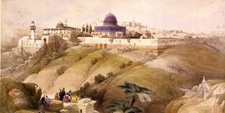 Lámina con paisaje de la ciudad antigua de Jerusalén.- Agencia Viajes Próximo Oriente