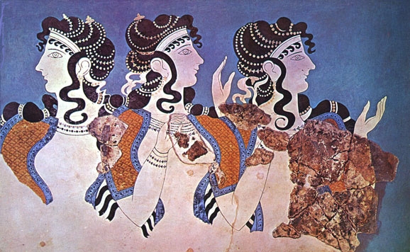 Pintura mural de mujeres minoicas en el palacio de Knossos, Creta (Grecia) – Agencia Viajes Próximo Oriente