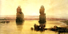 Lámina de los Colosos de Menmón en Tebas (Egipto). – Agencia Viajes Próximo Oriente